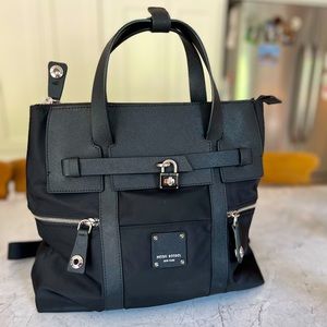 HENRI BENDEL BLACK/SILVER LARGE JETSETTER CONVERTIBLE BACKPACK CROSSBODY TOTE